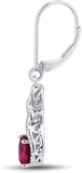 Lab Created Ruby Earring in Sterling Silver with Diamond Accent