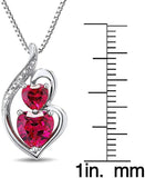 Sterling Silver Lab Created Ruby Heart Necklace with Diamond Accent - 18 Inch Box Chain