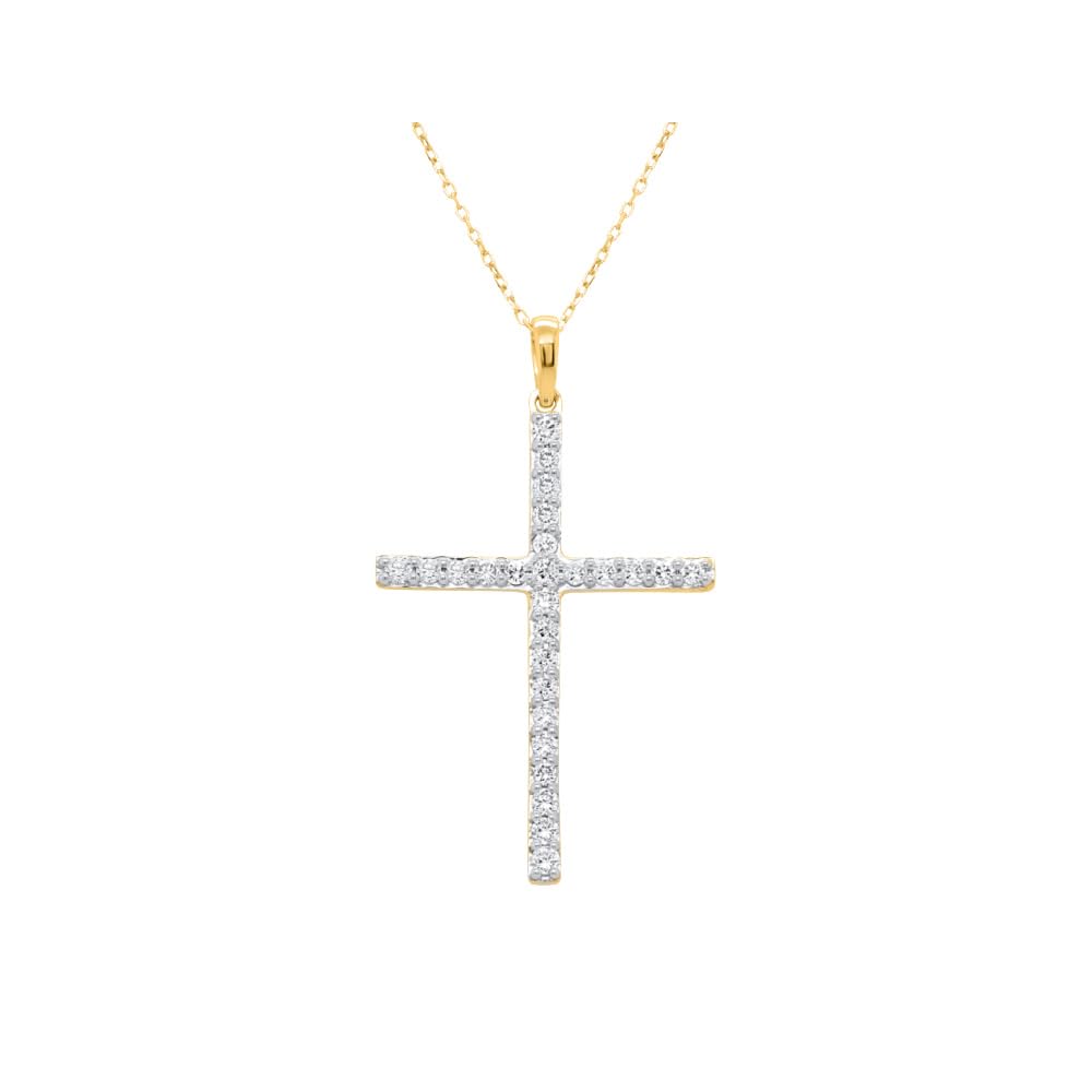 Certified Lab Grown Diamond Cross Necklace 1/4-1 CT 925 or 14k Gold Plated | ...