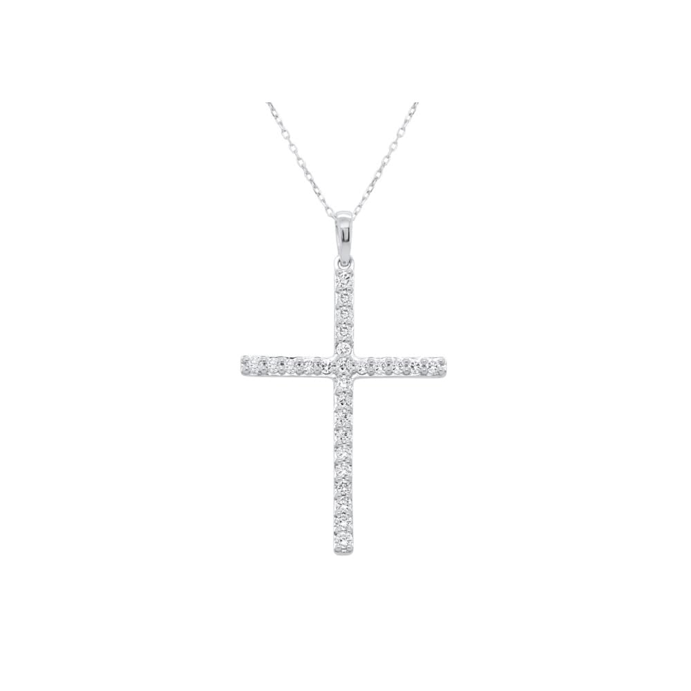 Certified Lab Grown Diamond Cross Necklace 1/4-1 CT 925 or 14k Gold Plated | ...