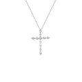 Diamond Cross Necklace 1/4 cttw Round and Baguette Natural Diamonds in Sterli...