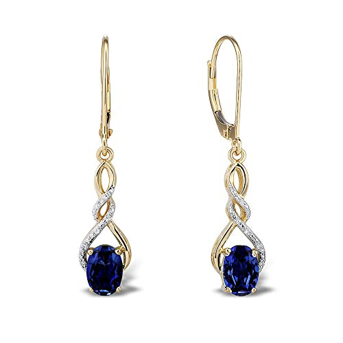 Lab Created Blue Sapphire Earrings Diamond Accent