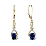 Lab Created Blue Sapphire Earrings Diamond Accent