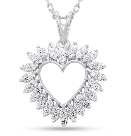 Certified Lab Grown Diamond Heart Necklace in Sterling Silver or 14k Plate | ...