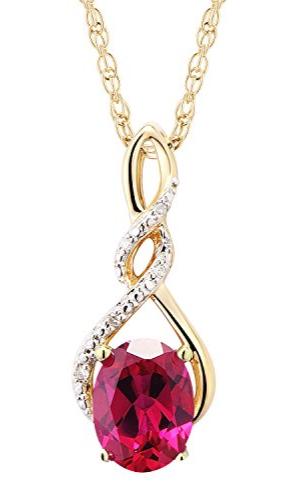 Lab Created Ruby Necklace Diamond Accent - 18 Inch Chain