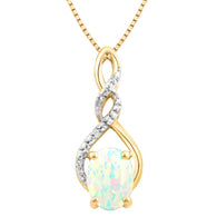 Lab Created Opal Pendant Necklace in Sterling Silver with 18 Inch Chain