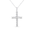 Certified Lab Grown Diamond Cross Necklace 925 or 14K Gold Plated Silver | 1/...