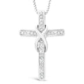 Diamond Cross Necklace Infinity in Sterling Silver - 18 Inch Box Chain