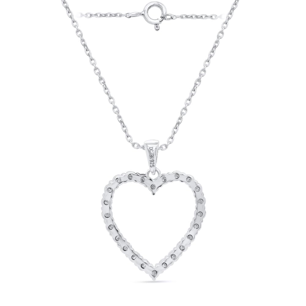 IGI Certified Lab Grown Diamond Heart Necklace | 0.25-0.50 CTTW - Sterling Si...