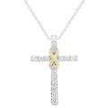 Certified 1/2 to 1CT Lab Grown Diamond Cross Necklace 2-Tone 925 Silver | (F-...