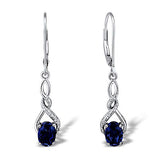 Lab Created Blue Sapphire Earrings in Rhodium Plated Sterling Silver