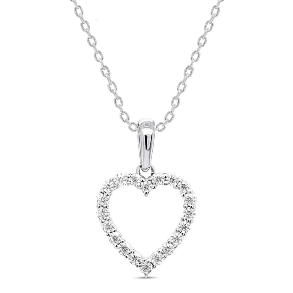IGI Certified Lab Grown Diamond Heart Necklace | 0.25-0.50 CTTW - Sterling Si...