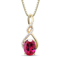 Lab Created Ruby Necklace Diamond Accent - 18 Inch Chain