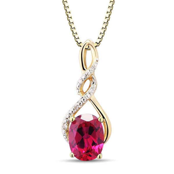 Lab Created Ruby Necklace Diamond Accent - 18 Inch Chain