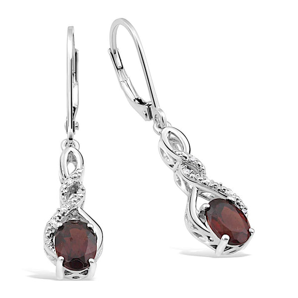 Garnet Earrings in Sterling Silver