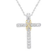 Lab Grown Diamond Cross Necklace 1/2 cttw FG Color, VS2-SI1 Clarity in Sterli...