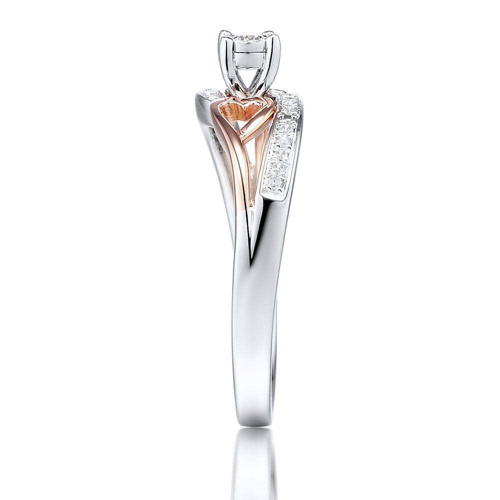 Diamond Promise Ring 10k Rose Gold and Sterling Silver 1/10 CTTW | HI Color 2...
