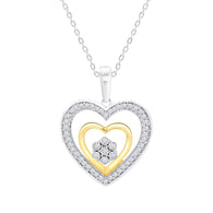 Diamond Heart Necklace 1/10 CTTW in 14kt Yellow Gold Plate and Sterling Silver