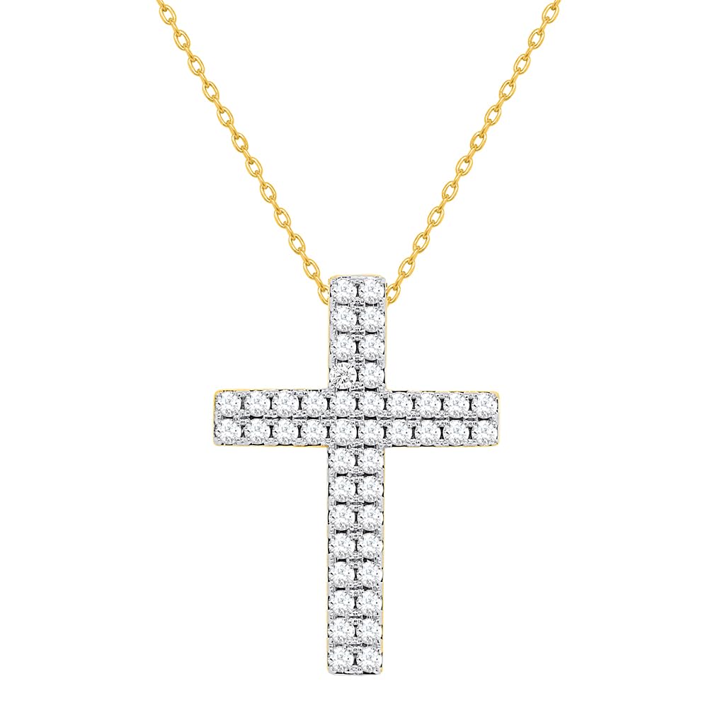 Certified Lab Grown Diamond Cross Necklace 925 Silver or Gold Plated | 1 Cara...