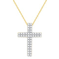 Certified Lab Grown Diamond Cross Necklace 925 Silver or Gold Plated | 1 Cara...