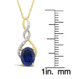 Lab Created Blue Sapphire Necklace In 14k Yellow Gold Plated Sterling Silver