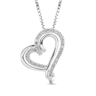 Diamond Heart Necklace 1/8 cttw Natural Diamonds Sterling Silver