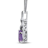 Amethyst Pendant Necklace Diamond Accent in Sterling Silver