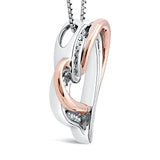 Diamond Heart Necklace 1/10 cttw Natural Diamonds in Sterling Silver and plated 14k Rose Gold