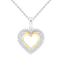 Diamond Heart Necklace 1/4 CTTW in 14kt Yellow Gold Plate and Sterling Silver...