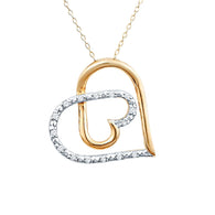 Diamond Heart Pendant Necklace 14kt Yellow Gold Plated Silver 1/10 CTTW 18 In...