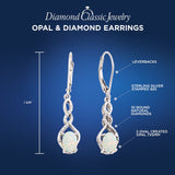 Lab Created Opal Earrings Diamond Accent in Sterling Silver