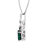 Emerald Necklace (Simulated) Natural Diamond Accents in Sterling Silver - 18 ...