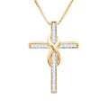 Diamond Cross Necklace Infinity in14K Yellow Gold Plated Sterling Silver - 18...