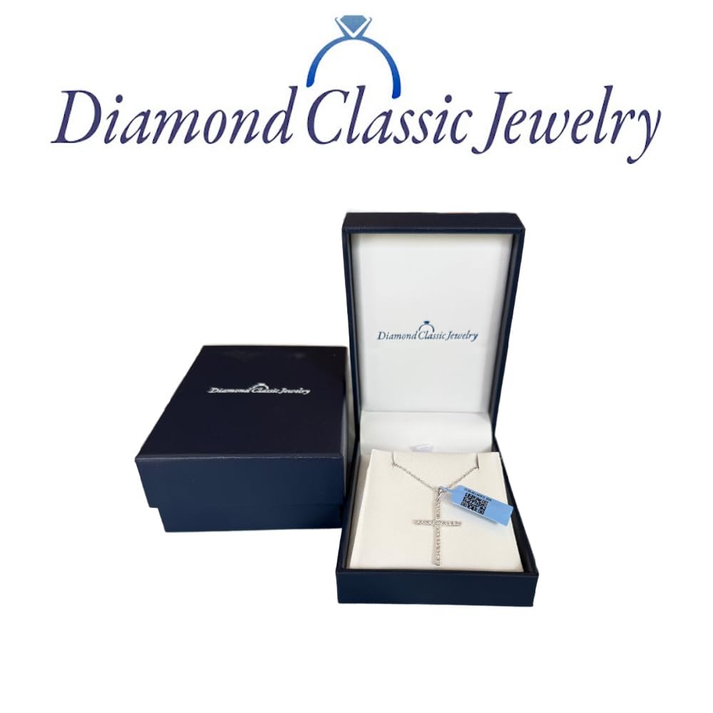 Certified Lab Grown Diamond Cross Necklace 1/4-1 CT 925 or 14k Gold Plated | ...