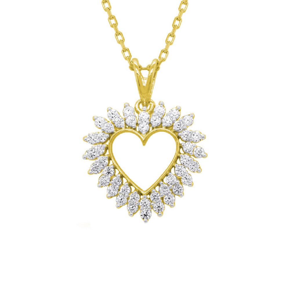 Certified Lab Grown Diamond Heart Necklace in Sterling Silver or 14k Plate | ...