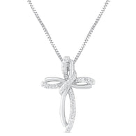 Diamond Cross Necklace Sterling Silver or 14k Gold Plated Silver - 18 Inch Chain