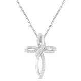 Diamond Cross Necklace Sterling Silver or 14k Gold Plated Silver - 18 Inch Chain