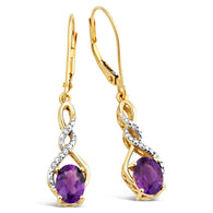 Amethyst Earrings Twist Style in 14k Gold Plated Sterling Silver