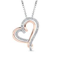 Diamond Heart Necklace 1/8 cttw Natural Diamonds Sterling Silver or 2-Tone Ro...