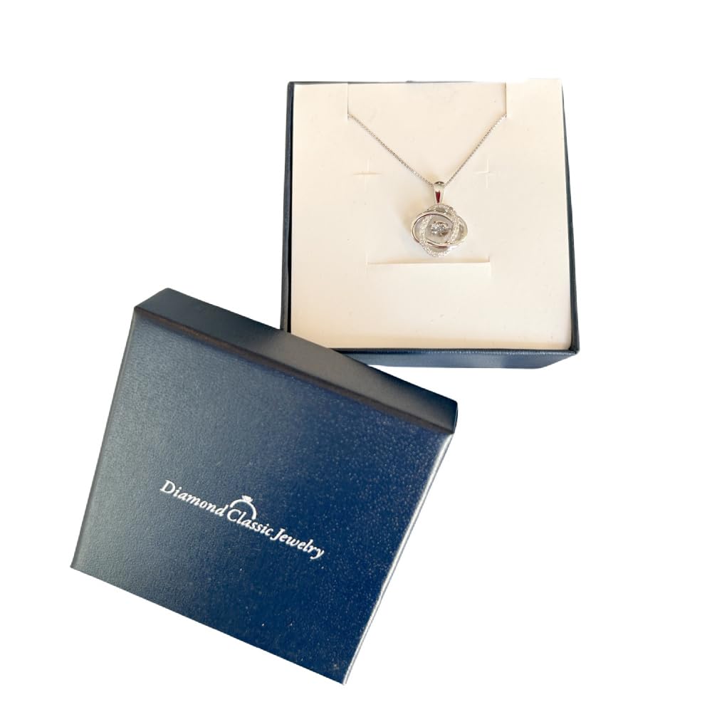 Diamond Necklace Dancing Diamonds 1/5 CTTW Love Knot Sterling Silver - 18 Inc...
