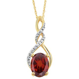 Garnet Necklace Diamond Accent in 14kt Yellow Gold Plated Sterling Siver