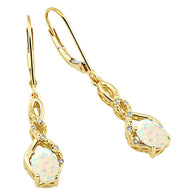 Lab Created Opal Earrings Diamond Accent in 14k Yellow Gold Plated Sterling Silver