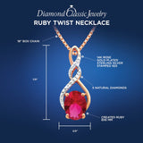 Lab Created Ruby Necklace Diamond Accent - 18 Inch Chain