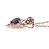 Blue Sapphire Necklace Heart Pendant in 14kt Rose Gold Plated Sterling Silver