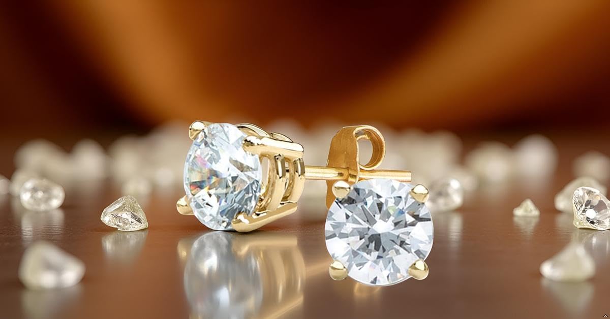 IGI Certified Lab Grown Diamond Stud Earrings 0.50 to 3 CTTW 14K Yellow or Wh...