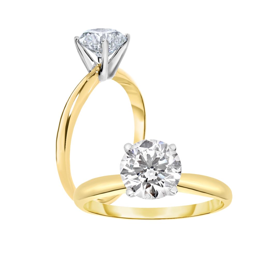 Certified Lab Grown Diamond Engagement Ring 14K White or Yellow Gold 1CT