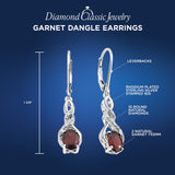 Garnet Earrings in Sterling Silver