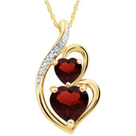 Garnet Necklace Heart Pendant  Diamond Accent in 14kt Gold Plated Sterling Silver