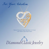 Diamond Heart Necklace 14kt Yellow Gold Plated Silver 1/4 cttw Natural Diamon...