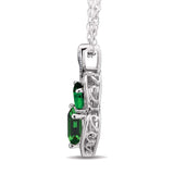 Simulated Green Emerald Necklace Natural Diamond Accent in Sterling Silver an...